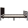 Black Bed Frame with Headboard | Solid Wood | 200x200 cm