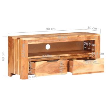 Elegant Solid Acacia Wood TV Cabinet - 90x30x40 cm