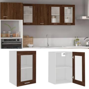 Hanging Glass Cabinet Brown Oak | Stylish Kitchen Storage