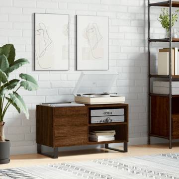 Brown Oak Record Cabinet - Elegant Storage for Vinyl Records