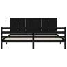 Black Bed Frame with Headboard | Solid Wood | 200x200 cm