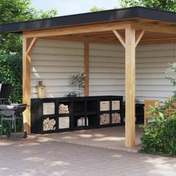 Outdoor Kitchen Cabinets 4 pcs Black Solid Wood Pine | Hipomarket