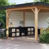 Outdoor Kitchen Cabinets 4 pcs Black Solid Wood Pine | Hipomarket