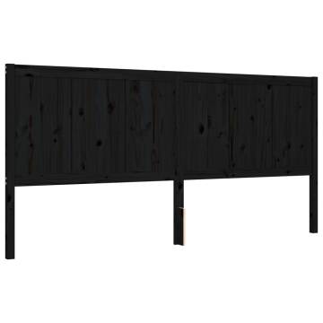 Black Bed Frame with Headboard | Solid Wood | 200x200 cm