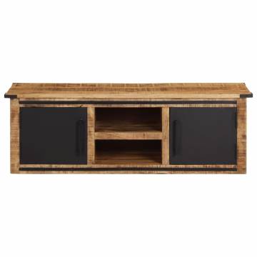 Stylish Mango Wood TV Cabinet with Doors - 105x35x36 cm