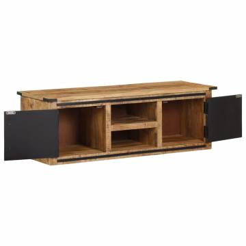 Stylish Mango Wood TV Cabinet with Doors - 105x35x36 cm