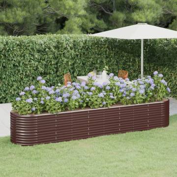 Garden Raised Bed - Powder-coated Steel 368x80x68 cm Brown