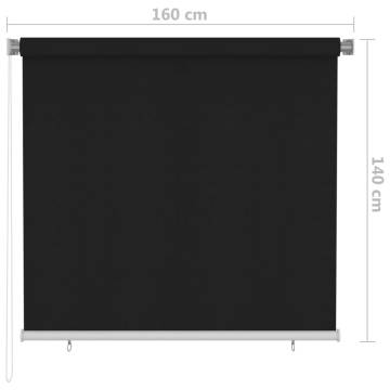 Outdoor Roller Blind 160x140 cm Black - Privacy & UV Protection