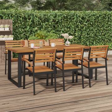 Garden Table with U-shaped Legs | Solid Acacia Wood 200x90 cm