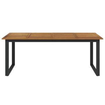 Garden Table with U-shaped Legs | Solid Acacia Wood 200x90 cm