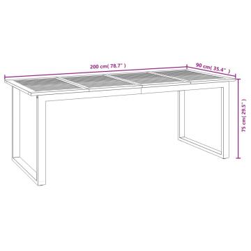 Garden Table with U-shaped Legs | Solid Acacia Wood 200x90 cm