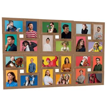 Collage Photo Frame for 24 Pictures - Light Brown MDF