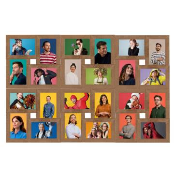 Collage Photo Frame for 24 Pictures - Light Brown MDF