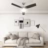 Ceiling Fan with Light & Remote Control - Dark Brown, 108 cm