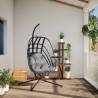 Stylish Hanging Egg Chair with Stand - Anthracite Steel