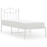 White Metal Bed Frame with Headboard – Small Single 75x190 cm