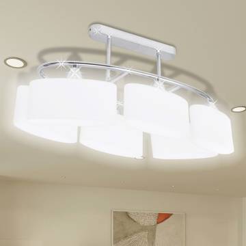 Modern Ceiling Lamp with Ellipsoid Glass Shades - 2 pcs E14