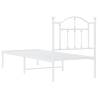 White Metal Bed Frame with Headboard – Small Single 75x190 cm