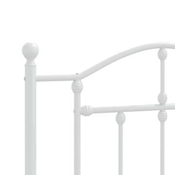 White Metal Bed Frame with Headboard – Small Single 75x190 cm