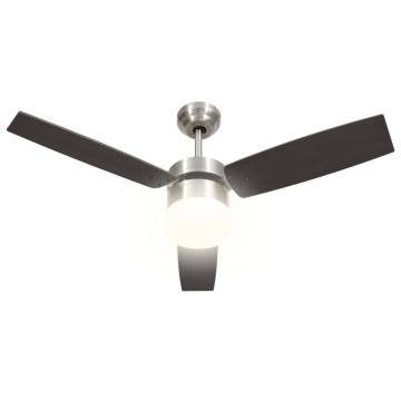 Ceiling Fan with Light & Remote Control - Dark Brown, 108 cm