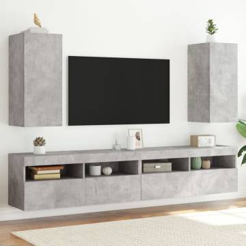 TV Wall Cabinets with LED Lights - Concrete Grey - 2 pcs