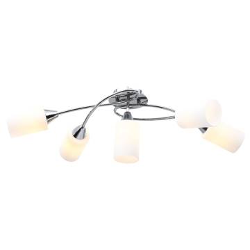 Ceiling Lamp with Ceramic Shades for 5 E14 Bulbs - Hipomarket