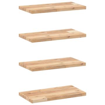 Floating Shelves - Untreated Solid Wood Acacia | 4 pcs