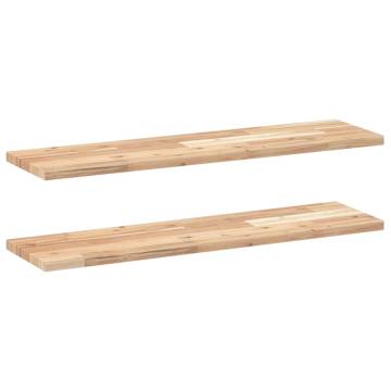 Floating Shelves 2 pcs - Untreated Solid Acacia Wood 80x20 cm