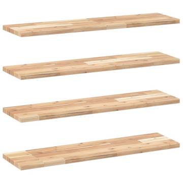 Floating Shelves 4 pcs | Untreated Solid Acacia Wood