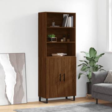 Stylish Highboard Brown Oak - 69.5x34x180 cm | Hipo Market