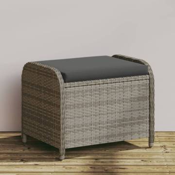 Comfortable Grey Garden Stool with Cushion - 58x46 cm