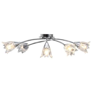 Stylish Ceiling Lamp with Glass Shades for 5 E14 Bulbs