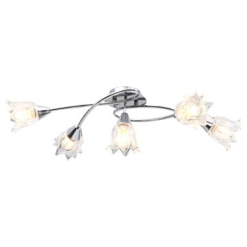 Stylish Ceiling Lamp with Glass Shades for 5 E14 Bulbs