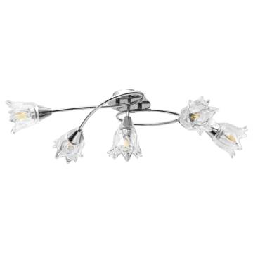 Stylish Ceiling Lamp with Glass Shades for 5 E14 Bulbs