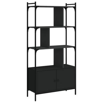 Stylish Black Bookcase with Doors - 76.5x30x154.5 cm