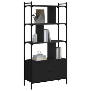 Stylish Black Bookcase with Doors - 76.5x30x154.5 cm