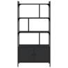 Stylish Black Bookcase with Doors - 76.5x30x154.5 cm