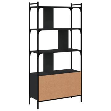 Stylish Black Bookcase with Doors - 76.5x30x154.5 cm