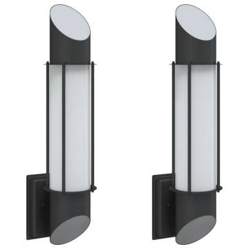 Outdoor Wall Lights 2pcs Black Stainless Steel - Hipomarket