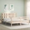 Bed Frame with Headboard 160x200 cm Solid Wood Colour natural Size 160 x 200 cm 