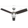 Ceiling Fan with Light & Remote Control - Dark Brown, 108 cm