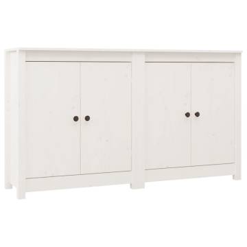 Stylish White Sideboards Set - 2 pcs Solid Pine Wood | HipoMarket