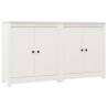 Stylish White Sideboards Set - 2 pcs Solid Pine Wood | HipoMarket