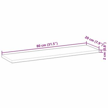 Floating Shelf 80x20x2 cm - Untreated Solid Wood Acacia