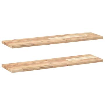 Floating Shelves 2 pcs - Untreated Solid Wood Acacia | Hipomarket