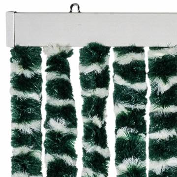 Fly Curtain Green and White 56x200 cm Chenille | Hipomarket