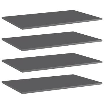 High Gloss Grey Bookshelf Boards - Set of 4 | HipoMarket