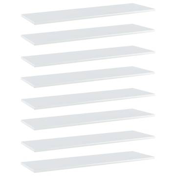 High Gloss White Bookshelf Boards - 8 pcs | Hipomarket UK