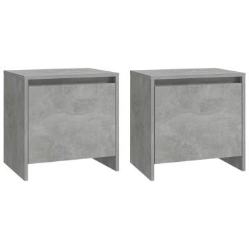 Elegant Concrete Grey Bedside Cabinets - Set of 2 | HipoMarket