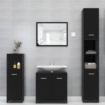 4 Piece Bathroom Furniture Set - Black Engineered Wood